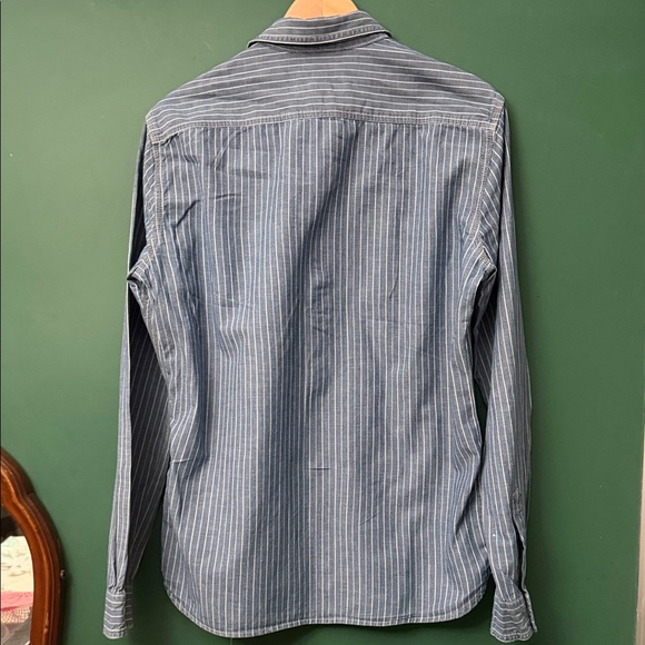 Denim & Supply Ralph Lauren Navy Pinstripe Casual Shirt Mens L Slim Fit - Picture 10 of 10